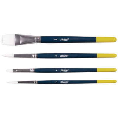 Hobby Four-Brush Set, Assorted, Synthetic, Flat; Round, 4/Pack