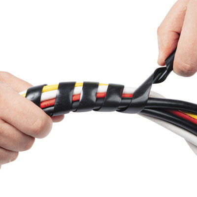 Cable Tidy Wrap, 0.25" To 2" Diameter x 98" Long, Black