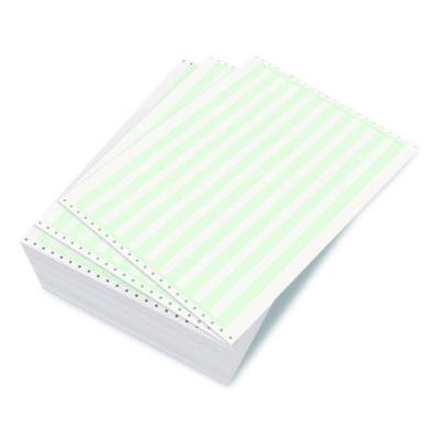 Continuous Feed Computer Paper, 1-Part, 18 Lb Bond Weight, 11 x 14.88, White/Green Bar, 3,000/Carton