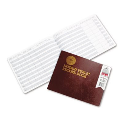 Notary Public Record Book, 10 Column Format, Maroon Cover, 10.5 X 8.25 Sheets, 32 Sheets/Book