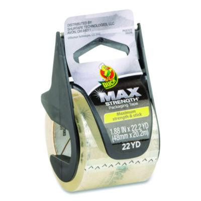 Max Packaging Tape With Dispenser, 1.5" Core, 1.88" x 22 Yds, Crystal Clear, 6/Box