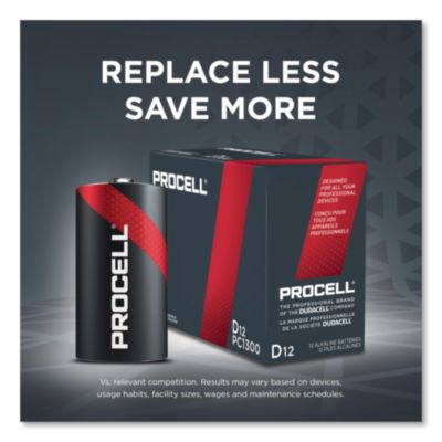 Professional Alkaline D Batteries, 12/Box