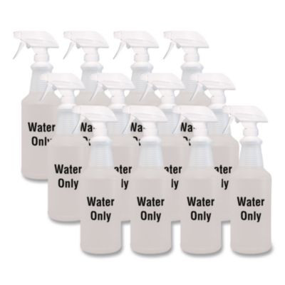 Water Only Spray Bottle, Clear, 32 Oz, 12/Carton