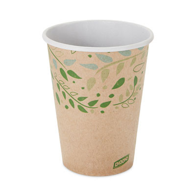 Ecosmart Recycled Fiber Hot/Cold Cups, 12 Oz, Paper, Kraft/Green, 50/Sleeve, 20 Sleeves/Carton