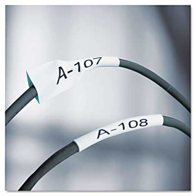 Rhino Heat Shrink Tubes Industrial Label Tape, 0.25" X 5 Ft, White/Black Print