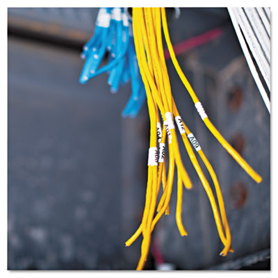 Rhino Flexible Nylon Industrial Label Tape, 0.5" X 11.5 Ft, White/Black Print