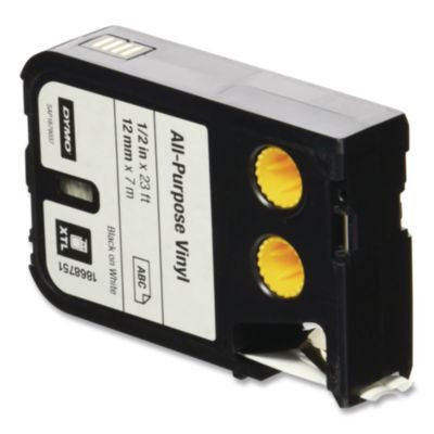 Xtl All-Purpose Vinyl Labels, 0.5" X 24.6 Ft, White/Black Print