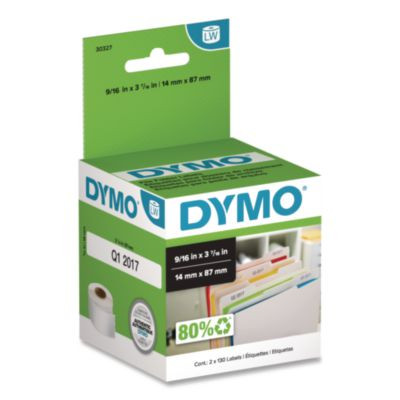 Labelwriter 1-Up File Folder Labels, 0.56" x 3.43", White, 130 Labels Roll, 2 Rolls/Pack
