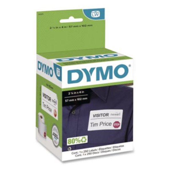 Visitor Management Time-Expiring Name Badges, Adhesive, 2.25" x 4", 250 Labels/Box