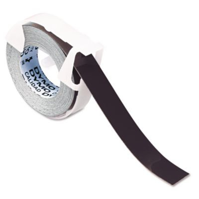 Self-Adhesive Glossy Labeling Tape For Embossers, 0.37" x 9.8 Ft Roll, Black