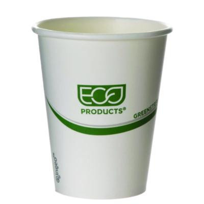 Greenstripe Renewable And Compostable Hot Cups, 8 Oz, Paper, White/Green, 50/Pack, 20 Packs/Carton