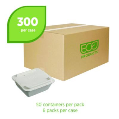 Vanguard Folia Renewable And Compostable Take-Out Container, 3 Compartments, 22 Oz, 5.39 x 5.94 x 2, White, Sugarcane, 300/Ct