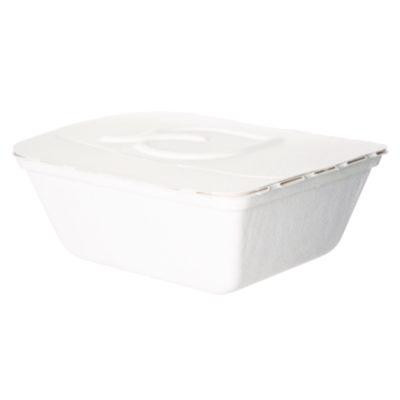 Vanguard Folia Renewable And Compostable Take-Out Container, 3 Compartments, 35 Oz, 5.8 x 6.9 x 2.5, White, Sugarcane, 300/Ct