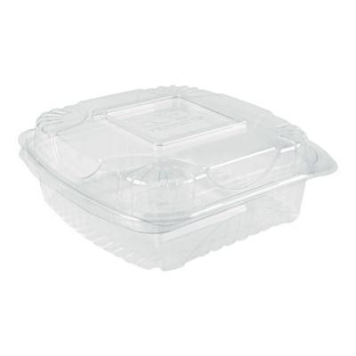 Renewable And Compostable Clear Clamshell Hinged Food Containers, 8 x 8 x 3, Plastic, 80/Pack, 2 Packs/Carton