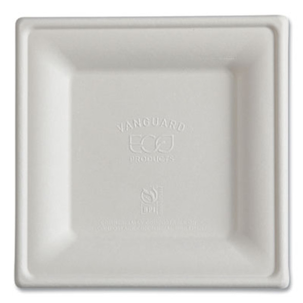 Vanguard Renewable And Compostable Sugarcane Plates, 6 x 6, White, 500/Carton