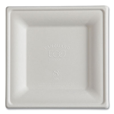 Vanguard Renewable And Compostable Sugarcane Plates, 6 x 6, White, 500/Carton