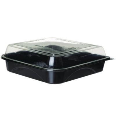 100% Recycled Content 9" Premium Take Out Containers, 42 Oz, 9 x 8.8 x 1.6, Black/Clear, Plastic, 50/Pack, 3 Packs/Carton