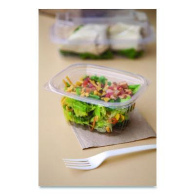 Renewable And Compostable Rectangular Deli Containers With Lid, 16 Oz, 3 x 4 x 3, Clear, Plastic, 100/Pack, 3 Packs/Carton