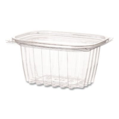 Renewable And Compostable Rectangular Deli Containers With Lid, 16 Oz, 3 x 4 x 3, Clear, Plastic, 100/Pack, 3 Packs/Carton