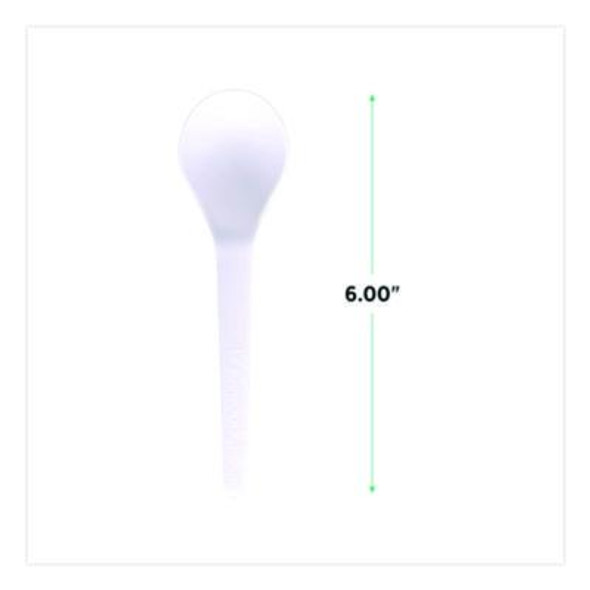 Plantware Compostable Soup Spoon, Heavyweight, Plastic, White, 50/Pack, 20 Packs/Carton