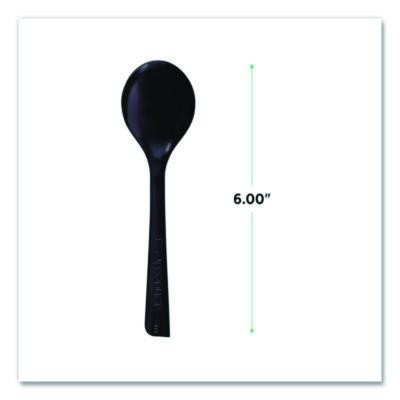 100% Recycled Content Cutlery, Soup Spoon, Plastic, Black, 50/Pack, 20 Packs/Carton