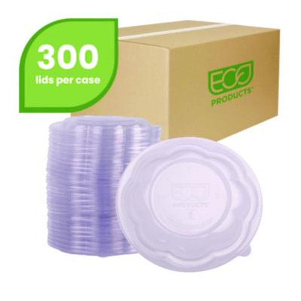 Renewable And Compostable Lids, Fits 24, 32 And 48 Oz Salad Bowls, Clear, Plastic, 300/Carton