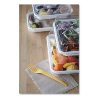 Renewable And Compostable Lids, 8.8 x 8.8 x 1.64, Clear, Plastic, 200/Carton