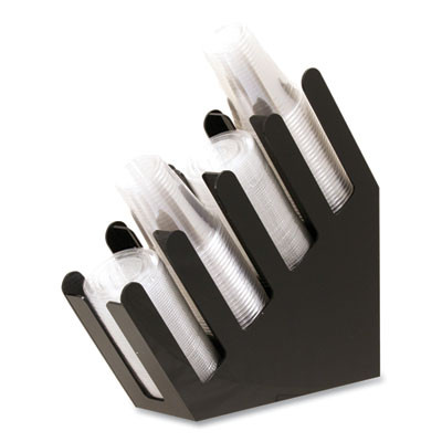 Foundation Collection 4-Compartment Graduated Countertop Coffee Cup Dispenser, 4 x 18 x 16, Black