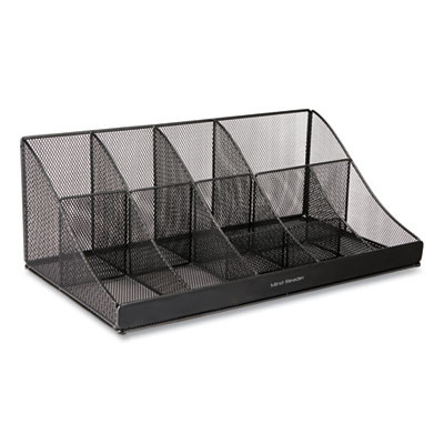 Network Collection 11-Compartment Coffee Cup And Condiment Countertop Organizer, 9.5 x 17.88 x 6.63, Black