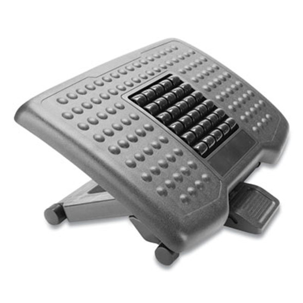 Adjustable Height Footrest With Rollers For Massage, 18w x 14d x 4.25h, Black