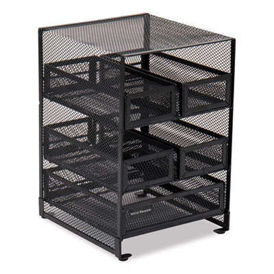 Network Collection 5-Compartment Tea Countertop Organizer, 6.75 x 7 x 10, Black