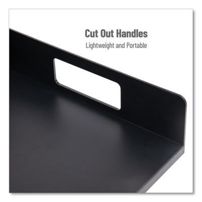 Network Collection Utensil, Napkin And Plate Countertop Organizer, 15.2 x 11.5 x 4.45, Plastic, Black