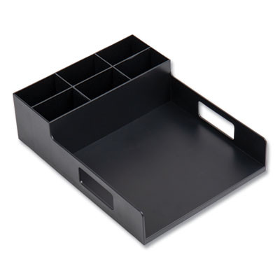 Network Collection Utensil, Napkin And Plate Countertop Organizer, 15.2 x 11.5 x 4.45, Plastic, Black