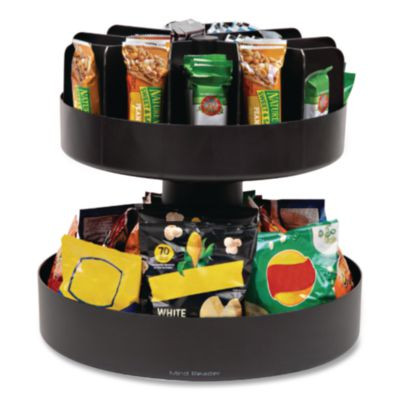 Supreme Lazy Suzan Condiment/Snack Organizer, 2 Compartments, 22.05 x 2.05 x 16.14, Black