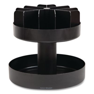 Supreme Lazy Suzan Condiment/Snack Organizer, 2 Compartments, 22.05 x 2.05 x 16.14, Black