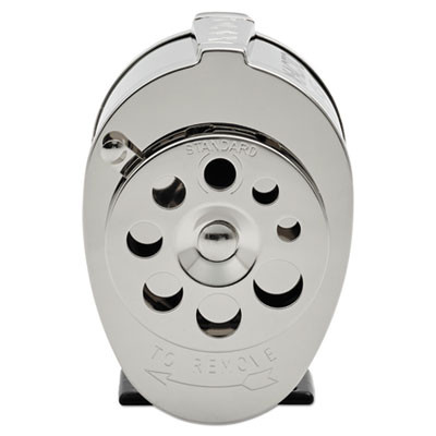 Ks Manual Classroom Pencil Sharpener, Table/Wall-Mount Design, Manually-Powered, 2.75 X 4.75 X 4.25, Black/Nickel
