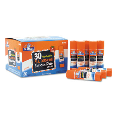 Washable School Glue Sticks, 0.24 Oz, Applies And Dries Clear, 30/Box