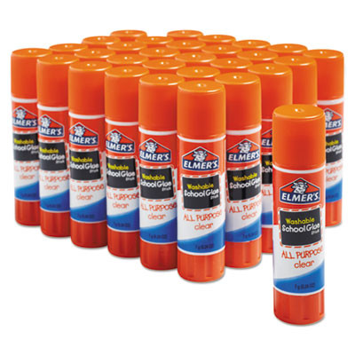 Washable School Glue Sticks, 0.77 Oz, Applies White Snd Dries Clear, 30/Box