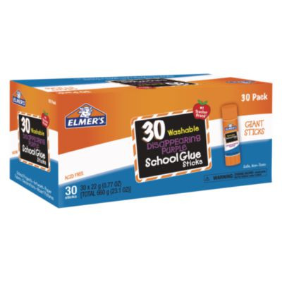 Disappearing Purple All Purpose Glue Sticks, 0.77 Oz, Dries Clear, 30/Box