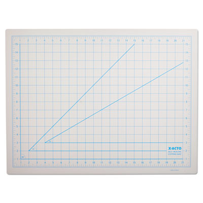 Self-Healing Cutting Mat, 1" Grid With Guide Angles, Non-Slip Backing, 18" x 24", Gray