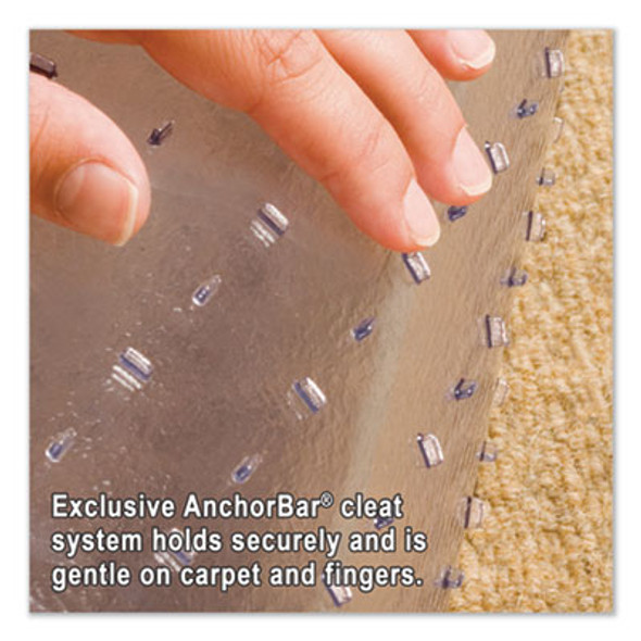 Everlife All Day Support Chair Mat For Medium Pile Carpeted Floors, Contoured Oval With Lip, Straight Edges, 66 x 60, Clear