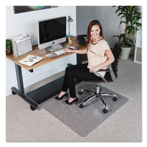 Sit Or Stand Mat For Flat To Low Pile Carpeted And Hard Floors, Rectangular, Straight Edges, 45" x 53", Clear/Black