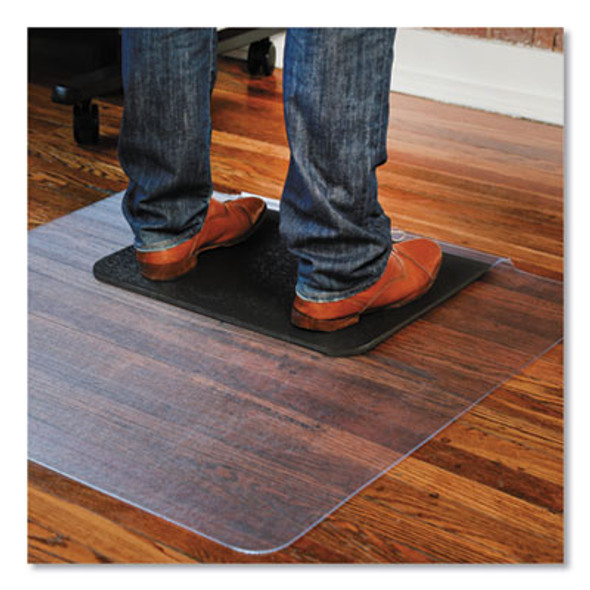 Sit Or Stand Mat For Flat To Low Pile Carpeted And Hard Floors, Rectangular With Lip, Straight Edges, 36" x 53", Clear/Black