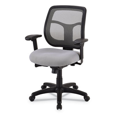 Apollo Mid-Back Mesh Chair, 18.1" To 21.7" Seat Height, Silver Seat, Silver Back, Black Base
