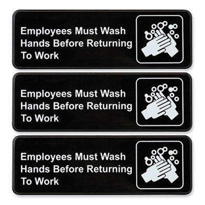 Indoor/Outdoor Restroom With Braille Text, 6" x 9", Black Face, White Graphics, 3/Pack