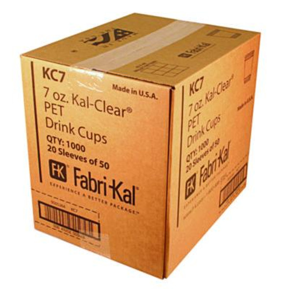Kal-Clear Pet Cold Drink Cups, 7 Oz, Plastic, Clear, 1,000/Carton
