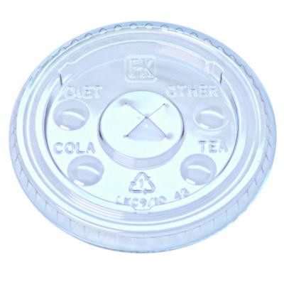 Kal-Clear/Nexclear Drink Cup Lids, X-Style Straw Slot/Flavor Buttons, Fits 9 Oz To 10 Oz Cold Cups, Plastic, Clear, 2,500/Ct