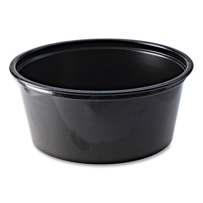 Portion Cups, 3.25 Oz, Plastic, Black, 125/Sleeve, 20 Sleeves/Carton