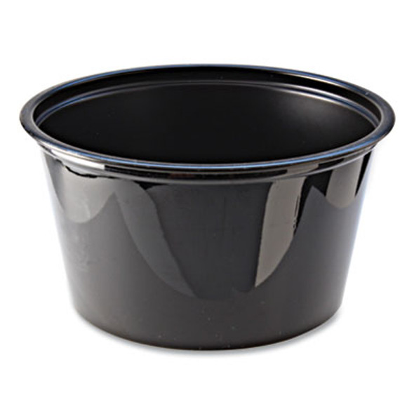 Portion Cups, 4 Oz, Plastic, Black, 125/Sleeve, 20 Sleeves/Carton