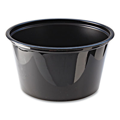 Portion Cups, 4 Oz, Plastic, Black, 125/Sleeve, 20 Sleeves/Carton